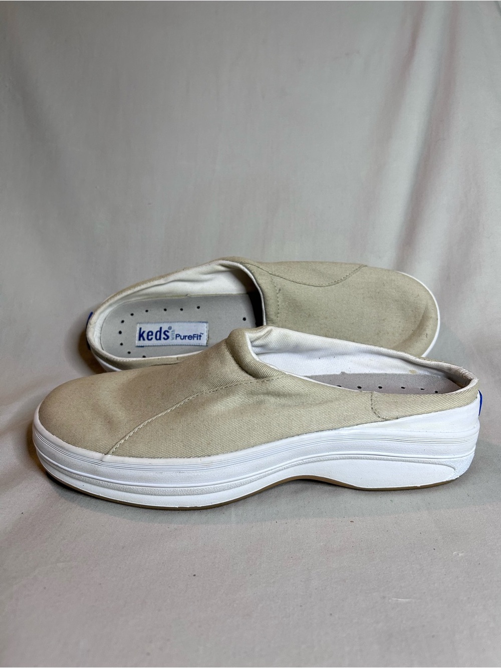 Keds Neutral Canvas Slip-On Mule in Light Beige